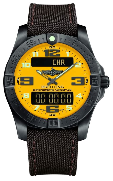 breitling aerospace evo leather strap yellow